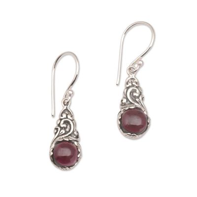 Alternate image for Handmade 925 Sterling Silver Red Garnet Earrings Indonesia Red Sprout