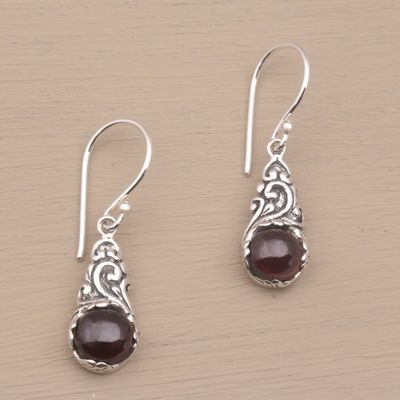 Alternate image for Handmade 925 Sterling Silver Red Garnet Earrings Indonesia Red Sprout