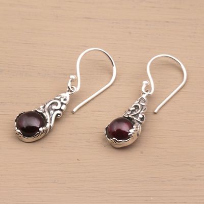 Alternate image for Handmade 925 Sterling Silver Red Garnet Earrings Indonesia Red Sprout