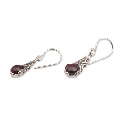 Alternate image for Handmade 925 Sterling Silver Red Garnet Earrings Indonesia Red Sprout
