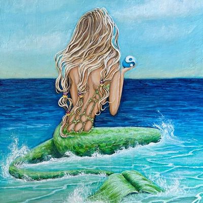 Primary image for Mermaid at Sea Acrylic Painting