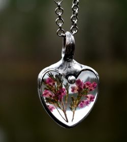 Image for Pink Scottish Heather Heart Pendant Necklace