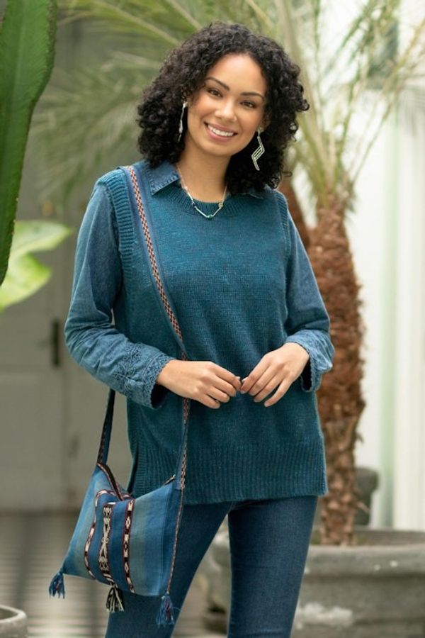 Alternate image for Sweater Vest in 100 Baby Alpaca Everyday Cozy in Teal
