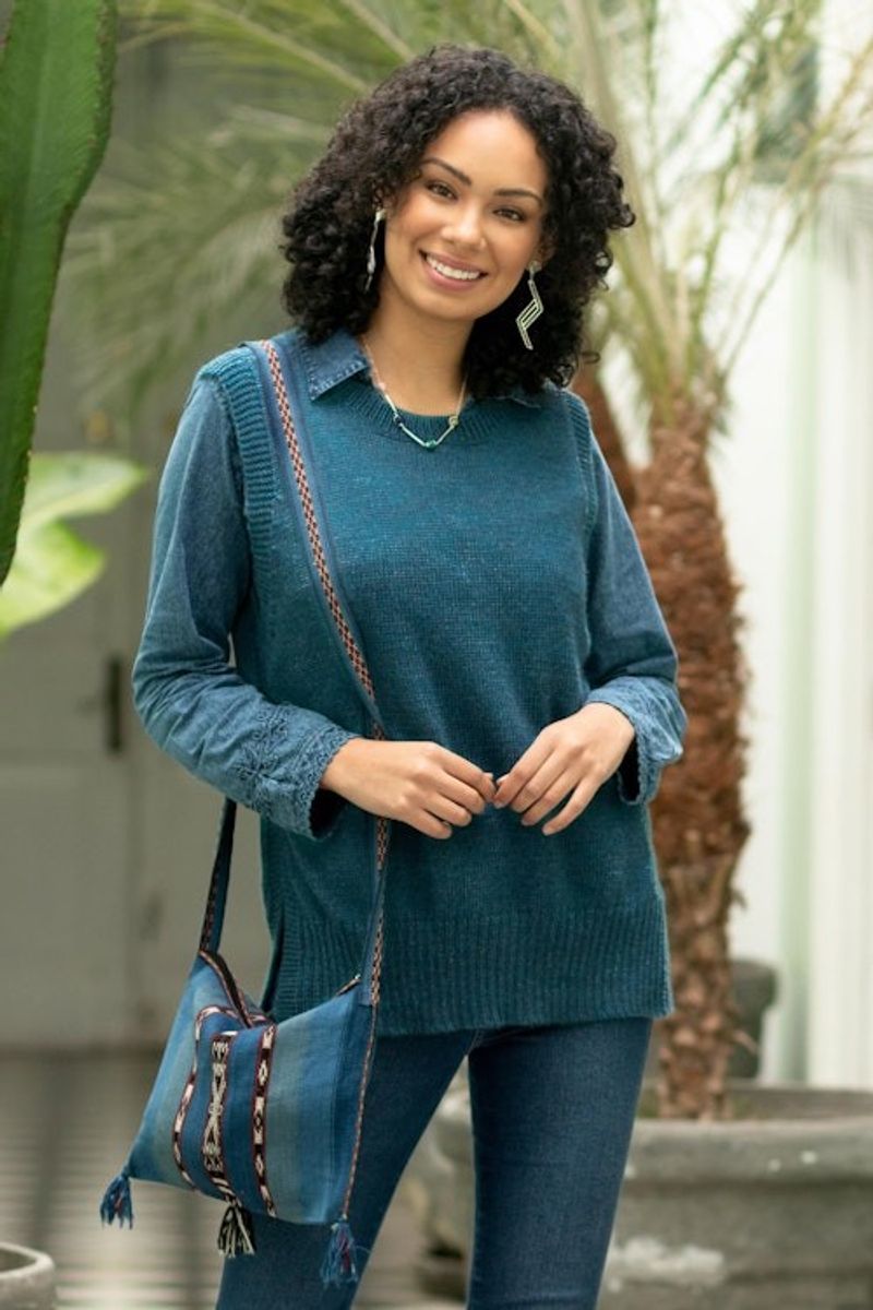 Image for Sweater Vest in 100 Baby Alpaca Everyday Cozy in Teal