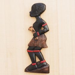 Image for Sese Wood Wall Sculpture of a Male Dipo Dancer from Ghana Male Dipo Dancer