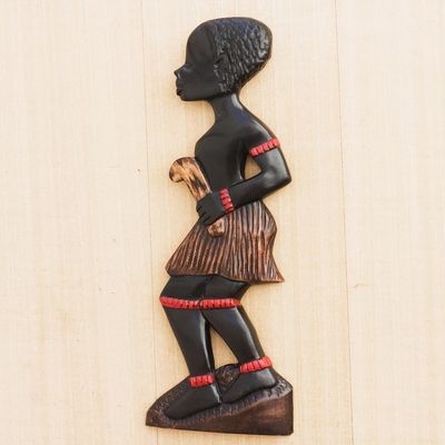 Image for Sese Wood Wall Sculpture of a Male Dipo Dancer from Ghana Male Dipo Dancer