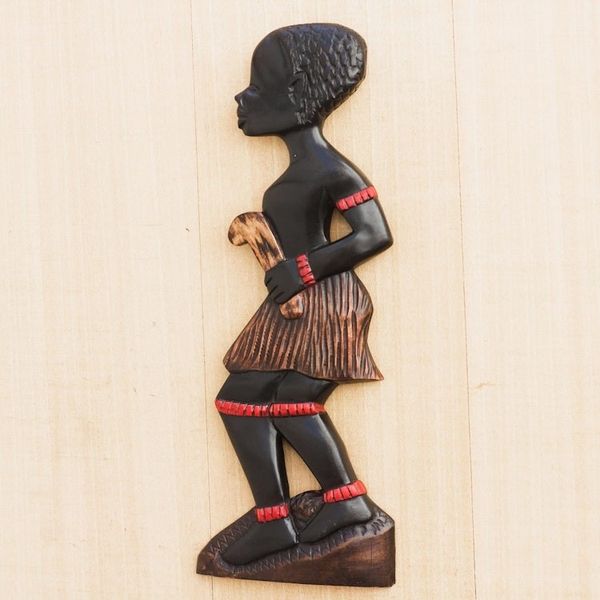Alternate image for Sese Wood Wall Sculpture of a Male Dipo Dancer from Ghana Male Dipo Dancer