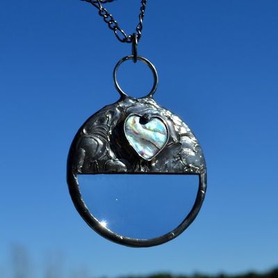 Image for Magnifying Glass Necklace, Abalone Heart Accent