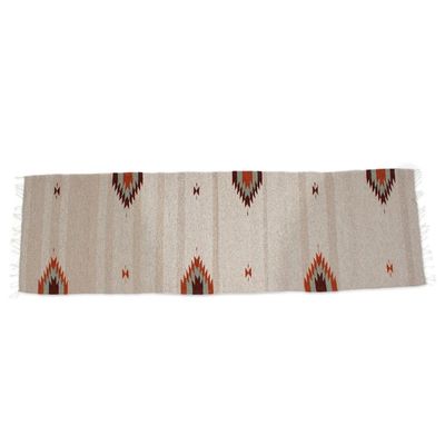 Primary image for Handwoven Geometric Grey and Brown Zapotec Wool Runner 2x6 Chocolate Gleams