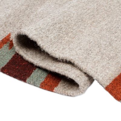 Alternate image for Handwoven Geometric Grey and Brown Zapotec Wool Runner 2x6 Chocolate Gleams