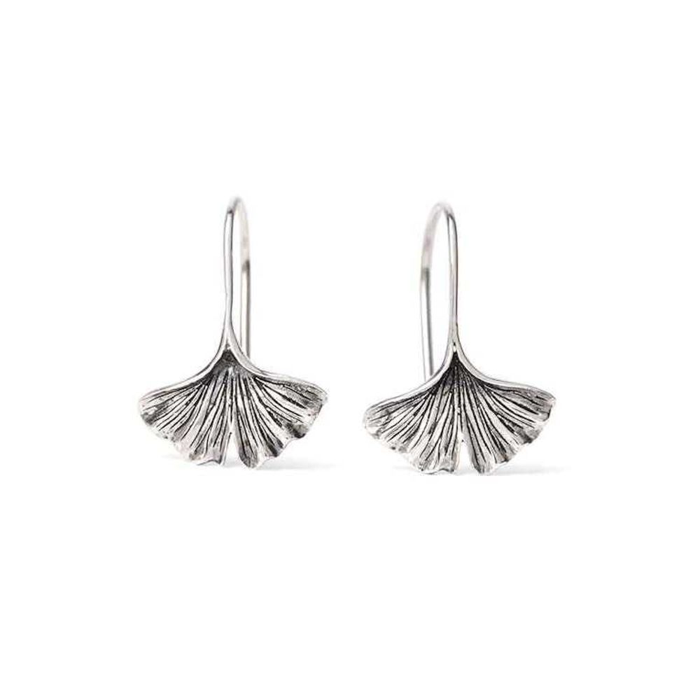 Sterling Silver Ginkgo Leaf Earrings