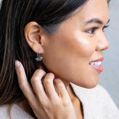 Alternate image for Sterling Silver Ginkgo Leaf Earrings