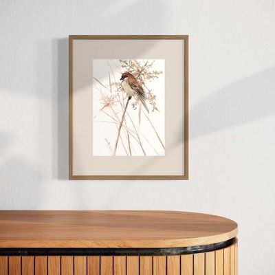 Alternate image for Sparrow in the Field, original watercolor painting by artist Suren