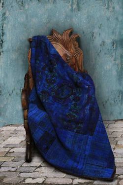 Image for Vivid Blue Huipile Throw Blanket