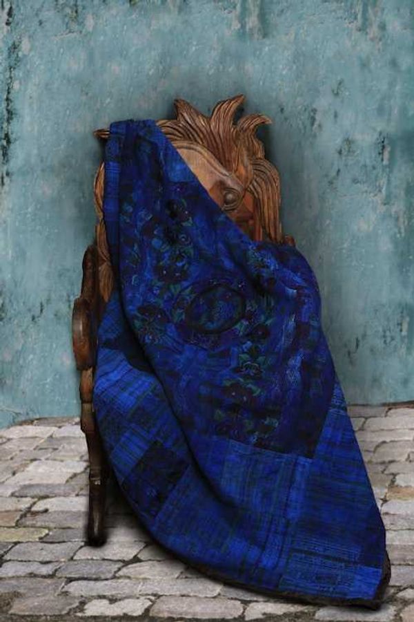 Alternate image for Vivid Blue Huipile Throw Blanket