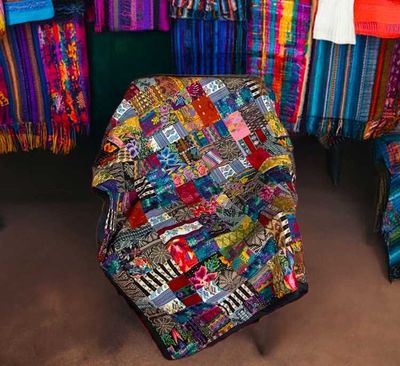 Alternate image for Mixed Huipile Hand-Woven Lap Blanket or Throw