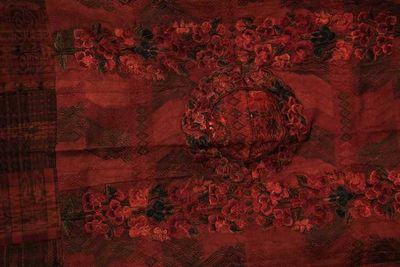Alternate image for Terracotta and Rust Huipile Woven and Embroidered Throw Blanket