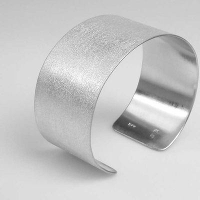 Alternate image for Argentium Sterling Silver Cuff Bracelet Diamond Dust Textured One Inch Wide Br182