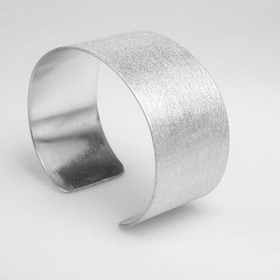 Alternate image for Argentium Sterling Silver Cuff Bracelet Diamond Dust Textured One Inch Wide Br182