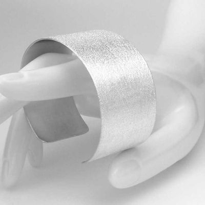 Alternate image for Argentium Sterling Silver Cuff Bracelet Diamond Dust Textured One Inch Wide Br182