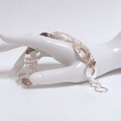 Image for Sterling Silver Hand Forged Mid Century Inspired Egg Linked Bracelet Br163