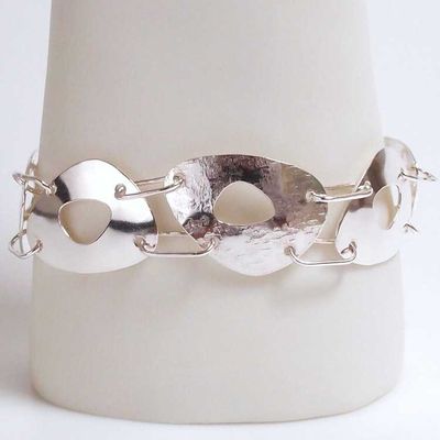 Alternate image for Sterling Silver Hand Forged Mid Century Inspired Egg Linked Bracelet Br163
