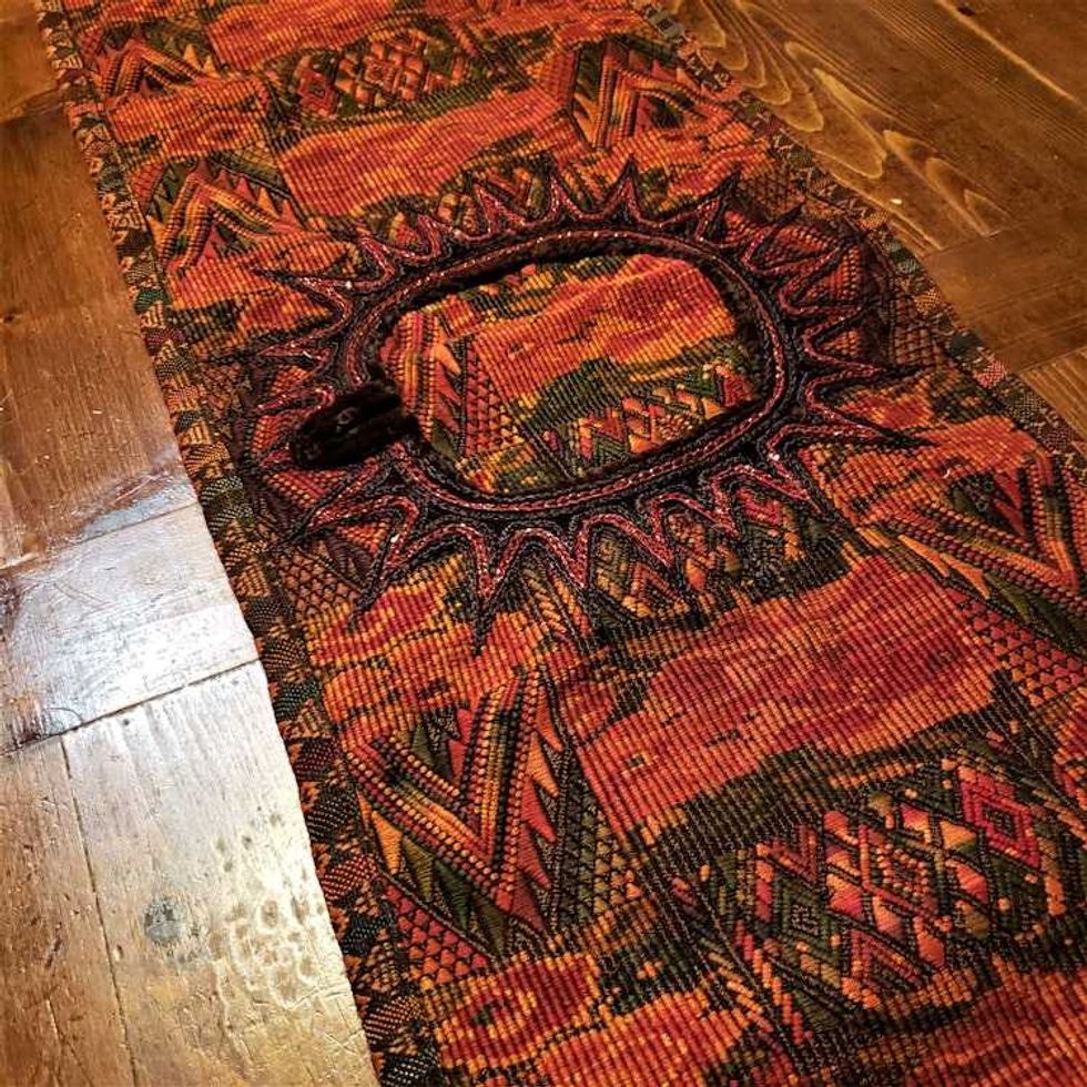 Handmade Terracotta Rust Embroidered Guatemalan Table Runner