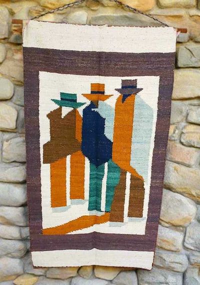 Primary image for Hand-woven Wool Tres Hombres Guatemalan Wall Hanging