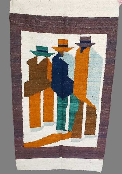 Alternate image for Hand-woven Wool Tres Hombres Guatemalan Wall Hanging