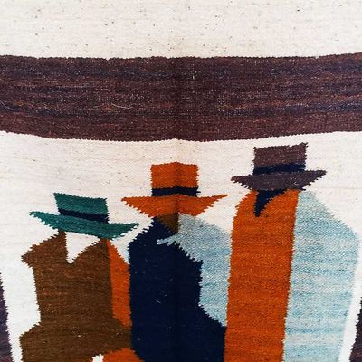 Alternate image for Hand-woven Wool Tres Hombres Guatemalan Wall Hanging