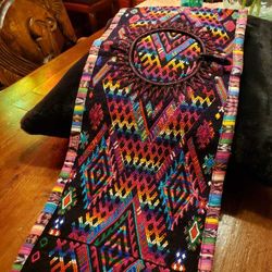 Image for Colorful Guatemalan Huipile Table Runner - No Fringes