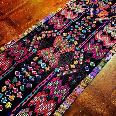 Alternate image for Colorful Guatemalan Huipile Table Runner - No Fringes
