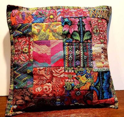 Alternate image for Colorful Mixed Huipile Embroidered Guatemalan Throw Pillow Cover