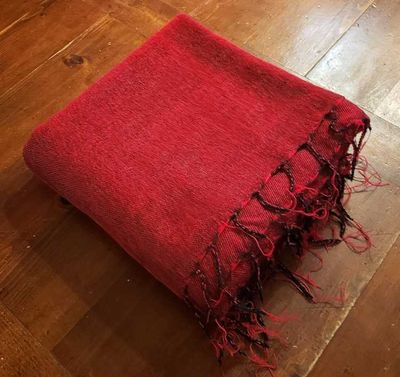 Alternate image for Handloomed Soft, Warm Yak Wool Throw Blanket or Wrap - Red