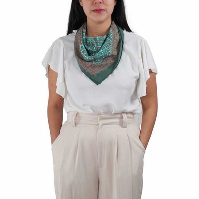 Alternate image for Hand Dyed Batik Bandana, Soft Lightweight Cotton, Leaf Grid