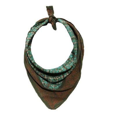 Alternate image for Hand Dyed Batik Bandana, Soft Lightweight Cotton, Leaf Grid