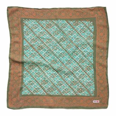 Alternate image for Hand Dyed Batik Bandana, Soft Lightweight Cotton, Leaf Grid