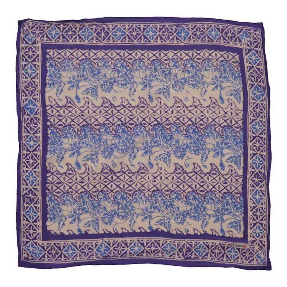 Batik Bandana, Soft Lightweight Cotton, Vines in Navy Blue