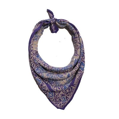 Alternate image for Batik Bandana, Soft Lightweight Cotton, Vines in Navy Blue