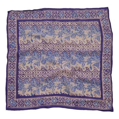 Alternate image for Batik Bandana, Soft Lightweight Cotton, Vines in Navy Blue