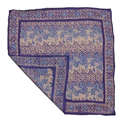 Alternate image for Batik Bandana, Soft Lightweight Cotton, Vines in Navy Blue