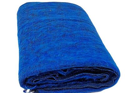 Alternate image for Handloomed Soft, Warm Yak Wool Throw Blanket or Wrap - Vivid Blue with Green Highlights