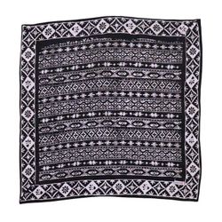 Image for Hand Dyed Batik Bandana, 100% Cotton, Black White Geometric, Hand-stamped