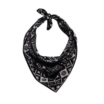 Alternate image for Hand Dyed Batik Bandana, 100% Cotton, Black White Geometric, Hand-stamped