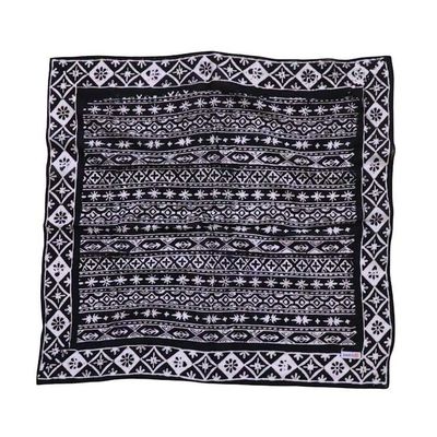 Alternate image for Hand Dyed Batik Bandana, 100% Cotton, Black White Geometric, Hand-stamped