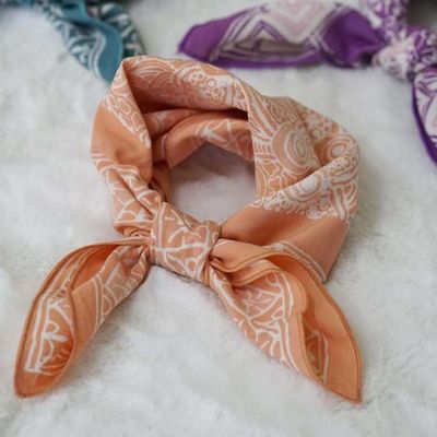 Alternate image for Hand Dyed Batik Bandana - Soft Lightweight Cotton, Golden Iris, In Peach Color