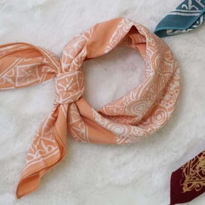 Alternate image for Hand Dyed Batik Bandana - Soft Lightweight Cotton, Golden Iris, In Peach Color