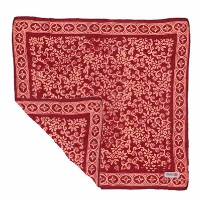 Alternate image for Hand Dyed Batik Bandana, 100% Soft Cotton, Red Loop Pattern, Burgundy
