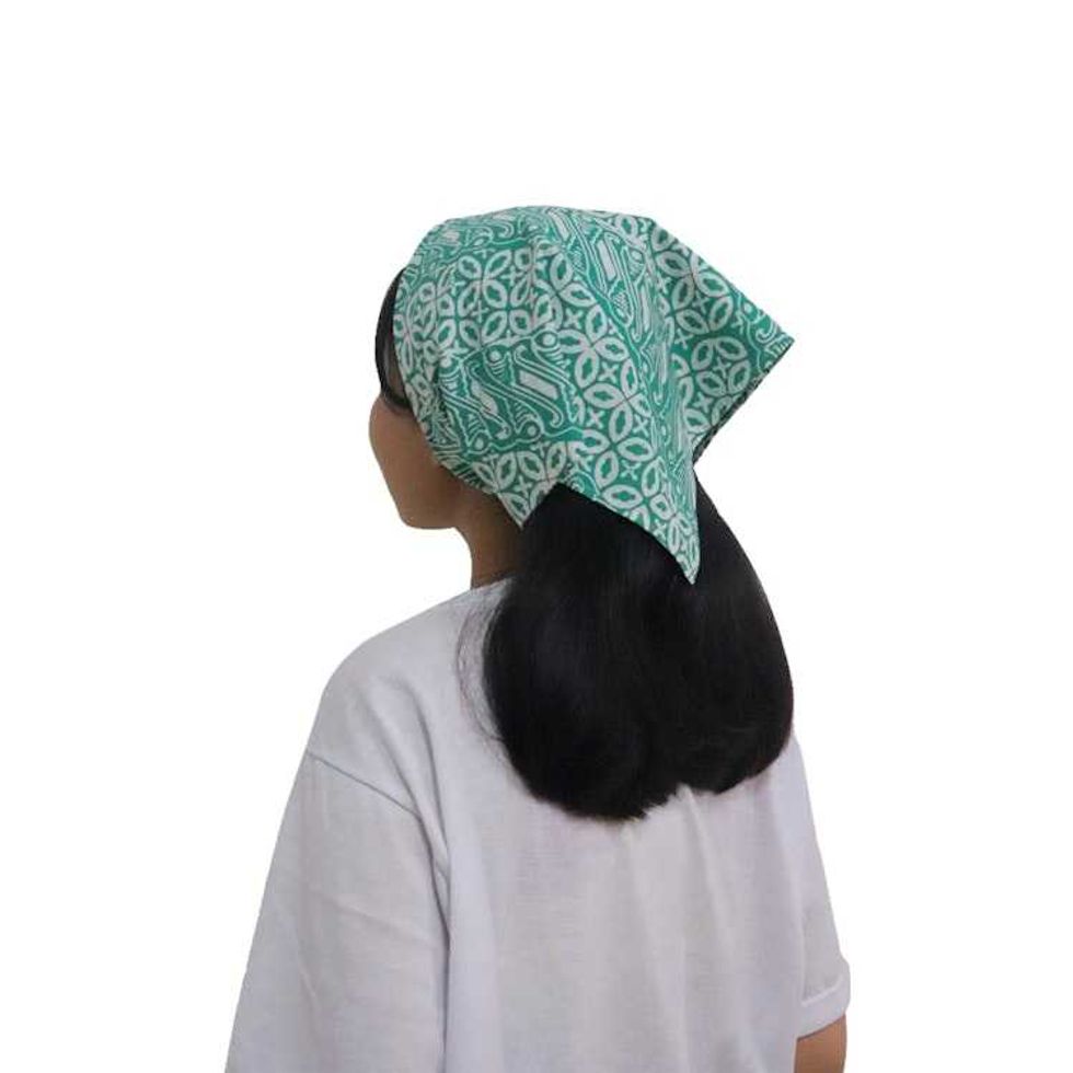 Batik Bandana Green Royalty, 100% Cotton, Hand Dyed Hair Cover Scarf