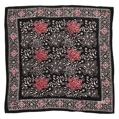 Alternate image for Hand Dyed Batik Bandana Black Red Star, 100% Cotton, Hand Dyed Hair Cover Scarf